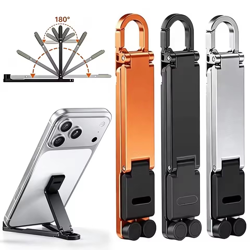 Kickstand Adjustable - Mini-sleutelhanger, opvouwbare telefoonhouder met clip, draagbare,
