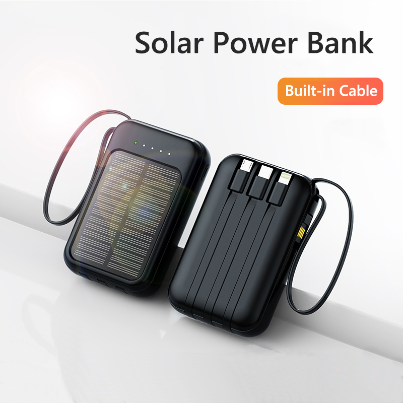 Usb Charger Dynamo - 50000 mAh zonne-energiebank Ingebouwde kabels Zonnelader